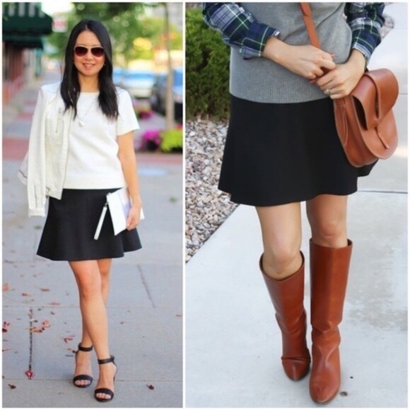 J Crew Fluted Flare A-line Mini Skirt Black Sz 4 - Picture 2 of 5